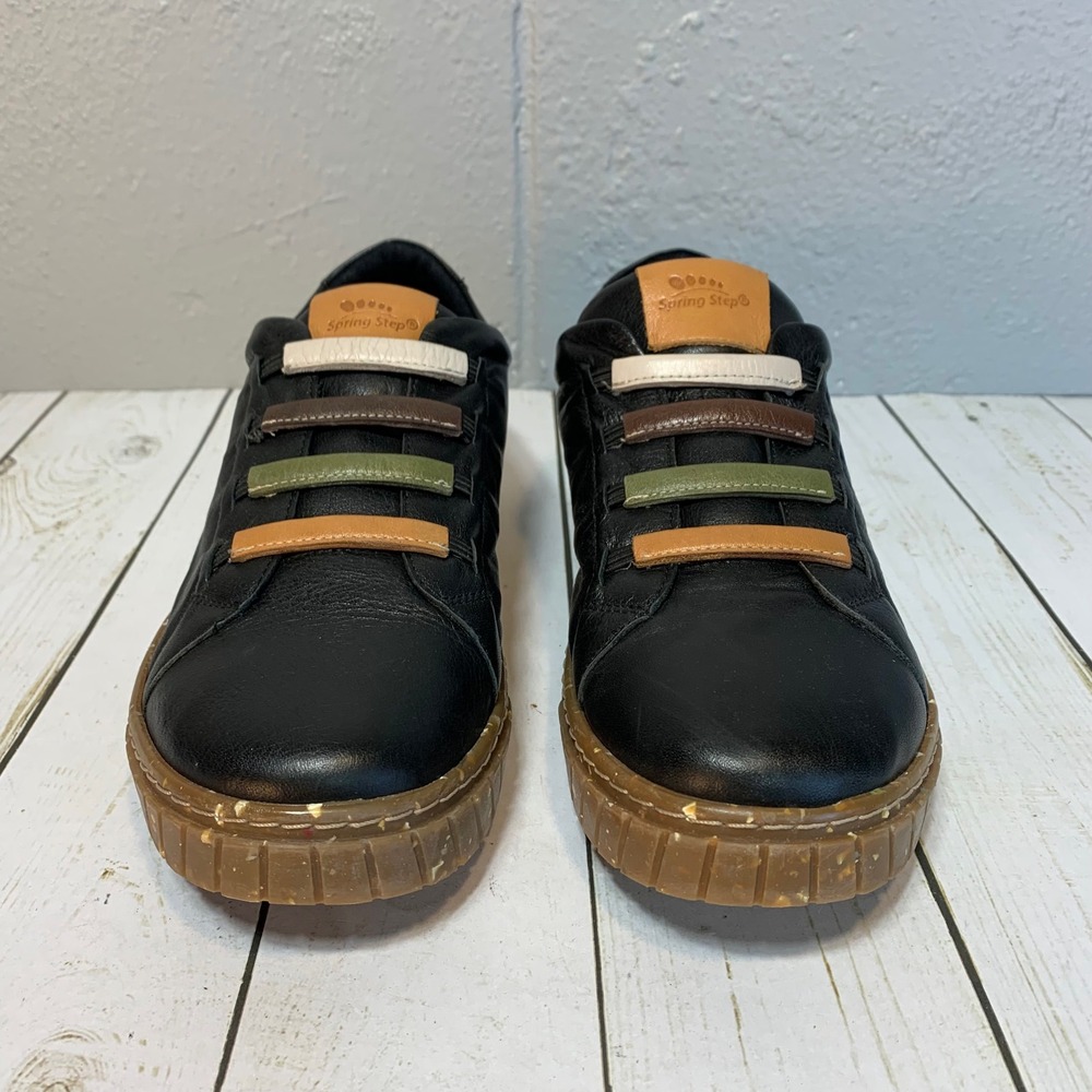 Spring Step Rugby Slip-On Black Leather Sneakers Women's Size 8.5/39 - Picture 9 of 10
